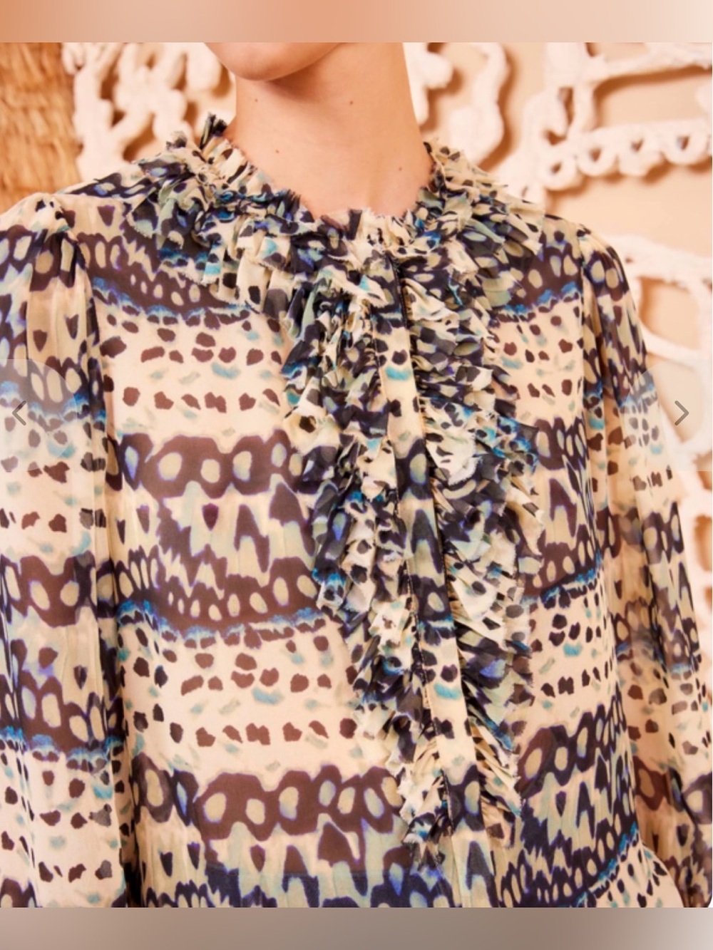 Ulla Johnson Clio Blouse Silk Ruffle Long Sleeve Boho Luxury Sz 4 Capsule - Picture 2 of 9
